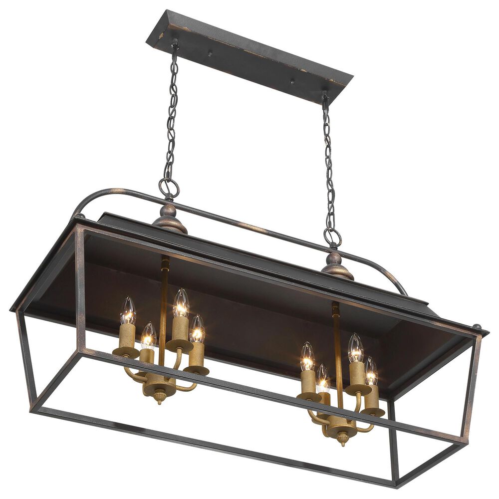 Golden Lighting Christoff 8-Light Linear Pendant in Antique Black and Gold, , large