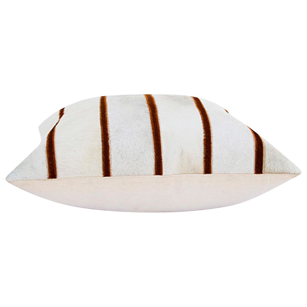 L.R. Home 18&quot; x 18&quot; Stripe Faux Cowhide Throw Pillow in Ivory and Brown, , large