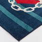 Central Oriental Terrace Tropic Anchored Stripes 7"10" x 9"10" Sapphire and Coral Area Rug, , large