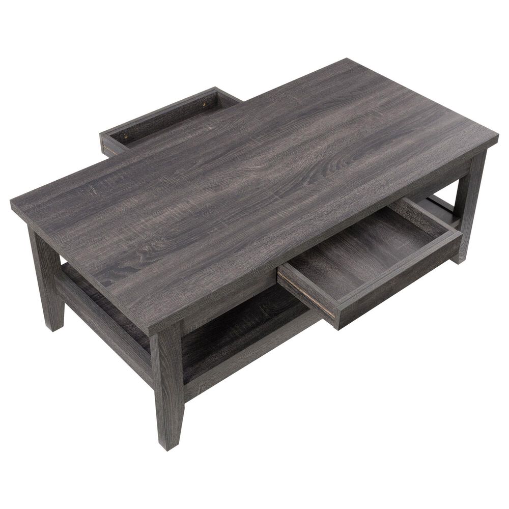 CorLiving Hollywood Coffee Table with Drawers in Dark Grey, , large