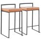 Lumisource Fuji Stackable Counter Stool with Camel Faux Leather Cushion in Black (Set of 2), , large