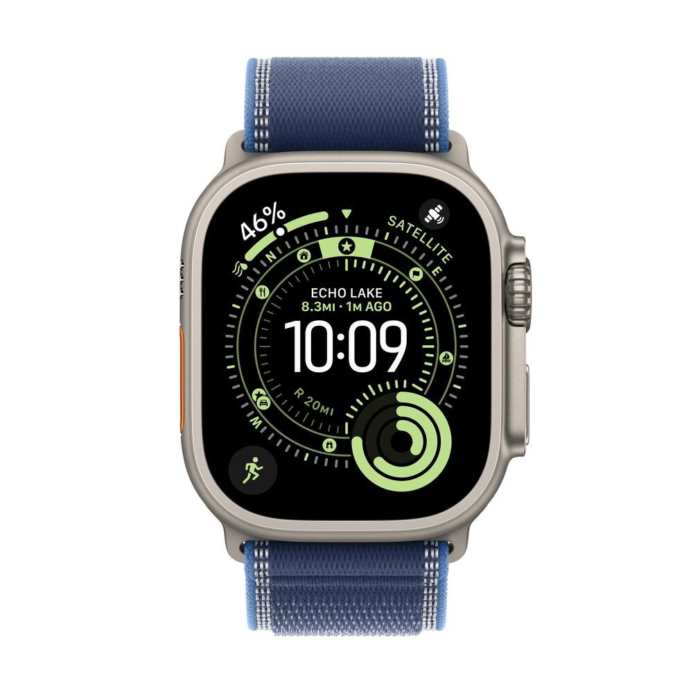 Apple Watch Ultra 3 &#40;GPS+Cellular&#41; 49mm Titanium Case with Blue/Bright Blue Trail Loop - M/L - Natural - &#40;2025&#41;, , large