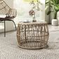Furniture of America Serene Glass Top Round Patio Coffee Table in Natural, , large