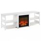HOMLUX 63" Fireplace TV Stand with Storage Shelves in White Emboss, , large
