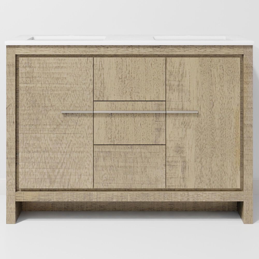 Lexora Home Lafarre 48" Double Bathroom Vanity in Rustic Acacia with 2 cm White Cultured Marble Top and Rectangular Sinks, , large