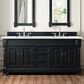 James Martin Vanities Brookfield 72" Double Bathroom Vanity in Antique Black with 3 cm Eternal Jasmine Pearl Quartz Top and Rectangle Sinks, , large