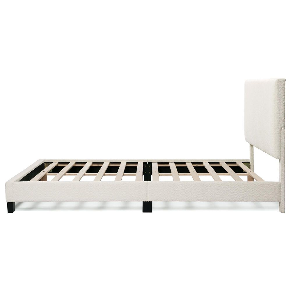 Furniture of America Gail Queen Upholstered Platform Bed with Standard Headboard in White, , large