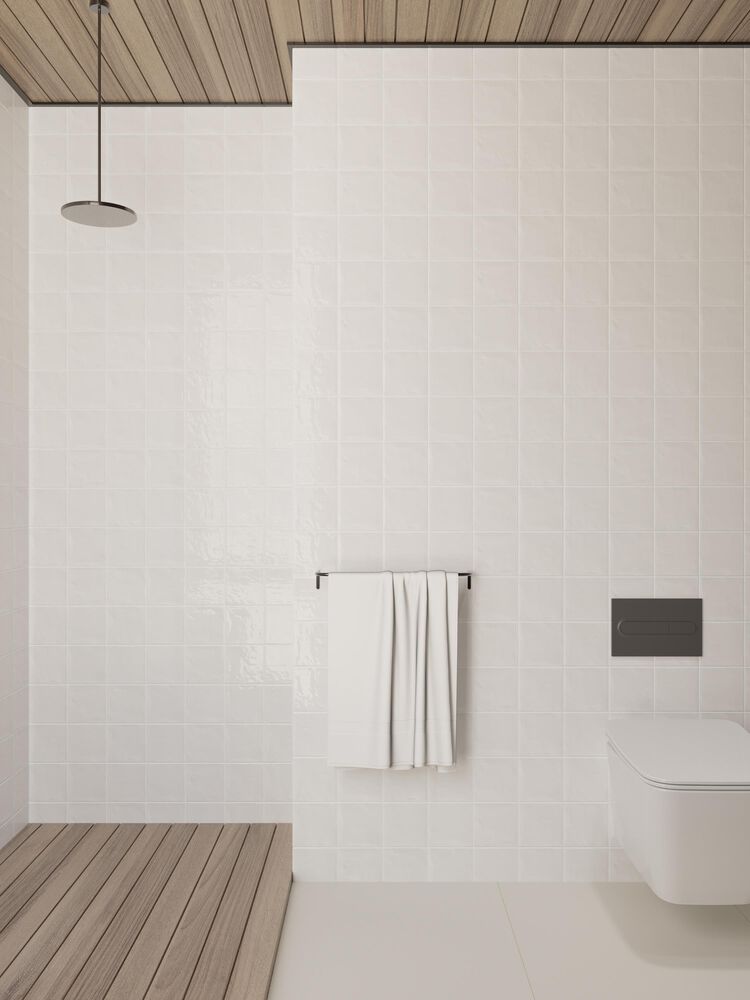 Emser Antigo Snow 5&quot; x 5&quot; Glossy Ceramic Wall Tile, , large