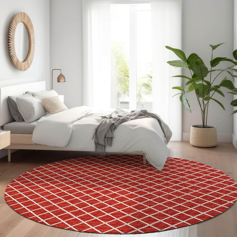 Dalyn Rug Company York 8&#39; Round Red Indoor/Outdoor Area Rug, , large