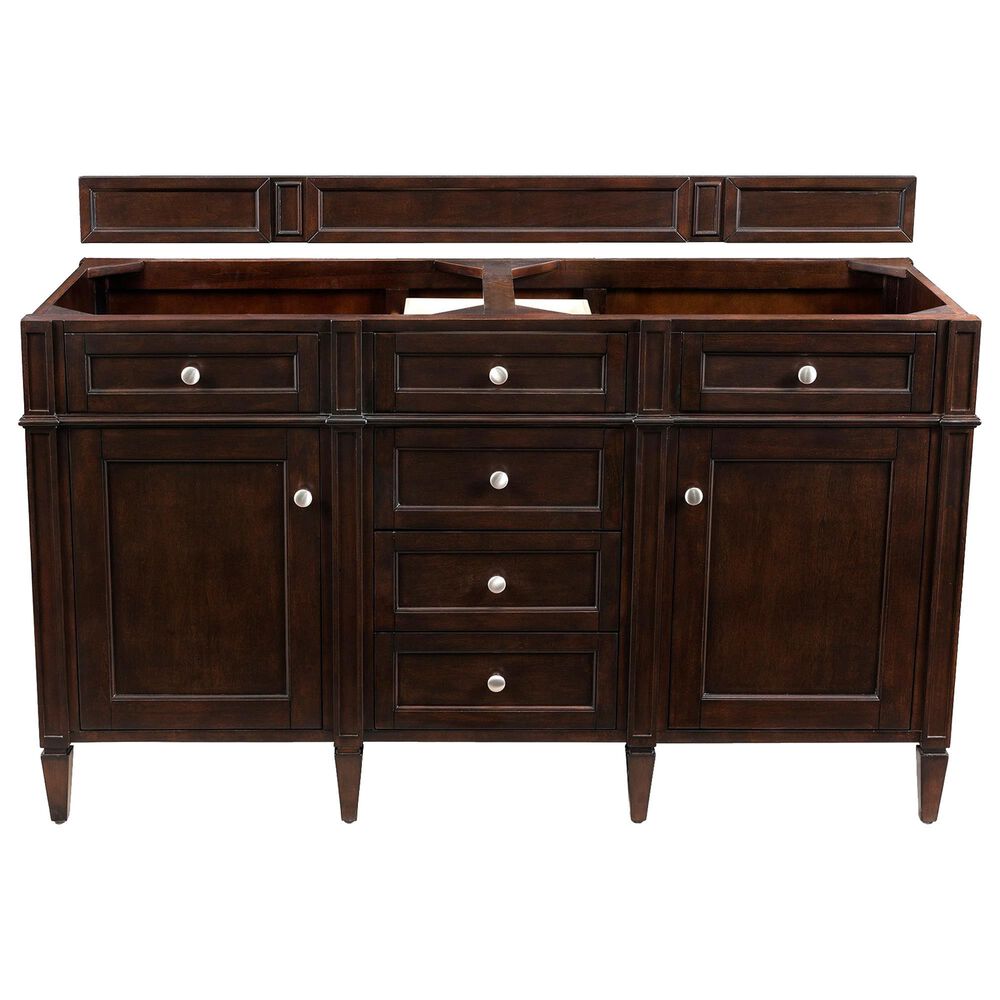 James Martin Vanities Brittany 60" Double Bathroom Vanity in Burnished Mahogany with 3 cm Eternal Jasmine Pearl Silestone Top, Rectangular Sinks and FreePower Wireless Charger, , large