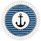 Safavieh Carousel Nautical 8" Round Navy and Ivory Kids  Area Rug, , large