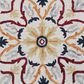 L&R Resources Sinuous Electric Floral Medallion 4" Round Red, Yellow, Cream and Navy Area Rug, , large