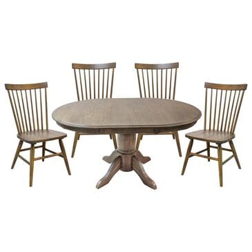 INTERCON Colonial Oak 5-Piece Round Dining Set in Weathered Chestnut, , large