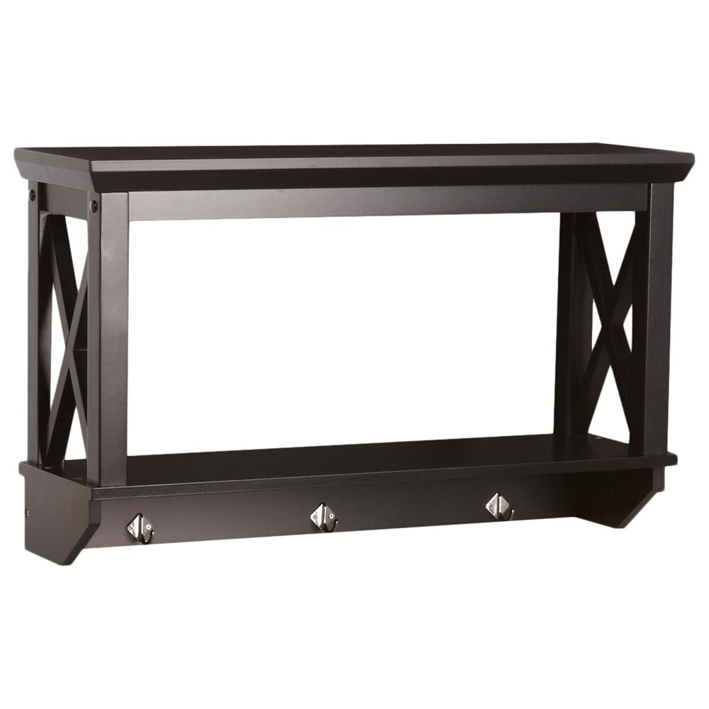 RiverRidge Home X-Frame Wall Shelf with Hooks in Espresso, , large
