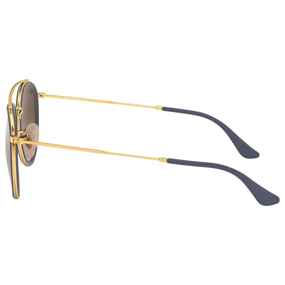 Ray-Ban Round Double Bridge Sunglasses with Silver Lenses in Polished Gold, , large