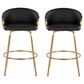 LumiSource Claire Swivel Counter Stool with Black Faux Leather Upholstery in Gold (Set of 2), , large