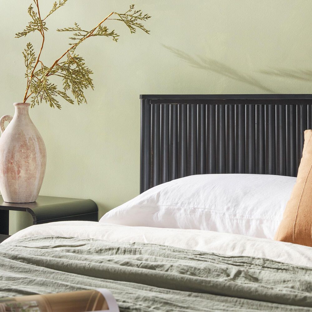 Walker Edison Paris King Platform Bed with Reeded Headboard in Black, , large