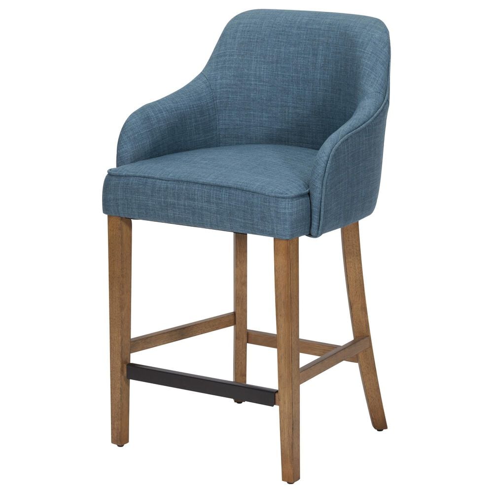 Valor Living Paloma 26" Counter Stool with Navy Upholstery in Medium Oak, , large