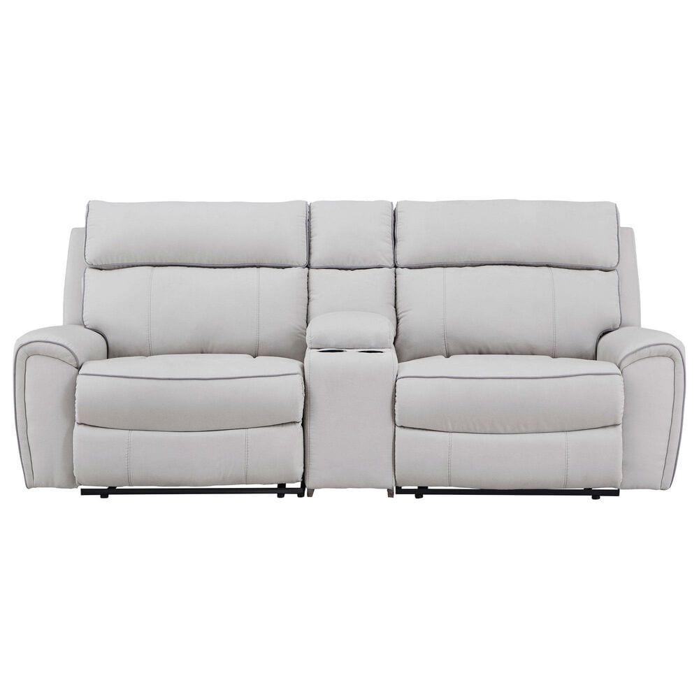 Ashley Social Pointe 3-Piece Power Symmetrical Reclining Sectional with Console in Pearl and Ash, , large