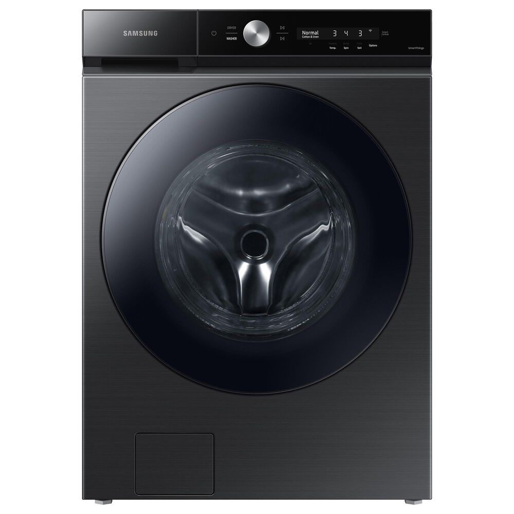 Samsung Bespoke 5.3 Cu. Ft. Front Load Washer and 7.6 Cu. Ft. Electric Dryer Laundry Pair with Stacking Kit in Brushed Black, , large