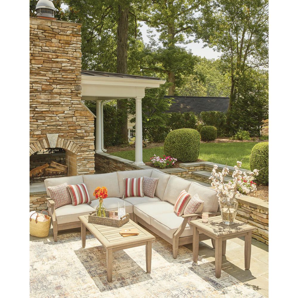 Ashley Clare View 3-Piece Outdoor Sectional in Beige, , large