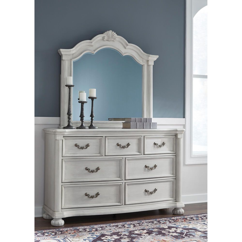 Ashley Montelaine Bedroom Mirror in Antiqued White, , large