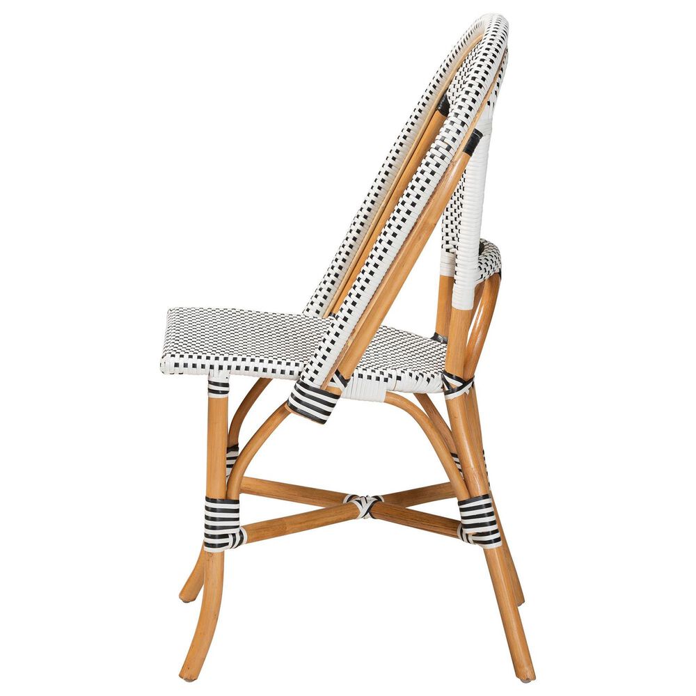 Baxton Studio Genica Side Chair in Black, White and Natural Brown, , large
