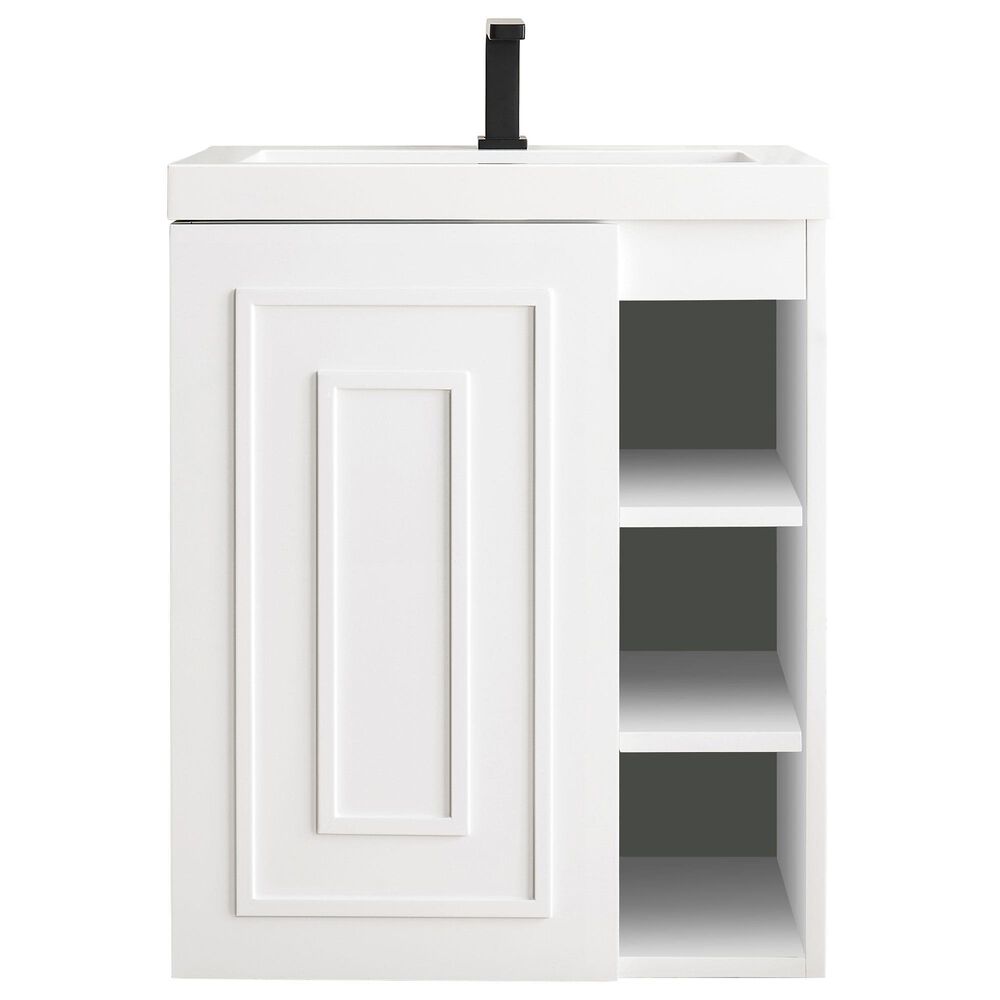 James Martin Vanities Alicante 24" Single Bathroom Vanity in Glossy White with 5 cm White Glossy Resin Top and Rectangular Sink, , large