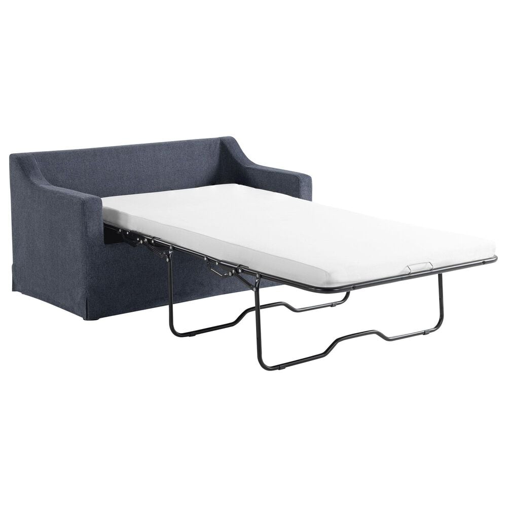 Lifestyle Solutions Harper Twin Convertible Sleeper Loveseat in Navy, , large