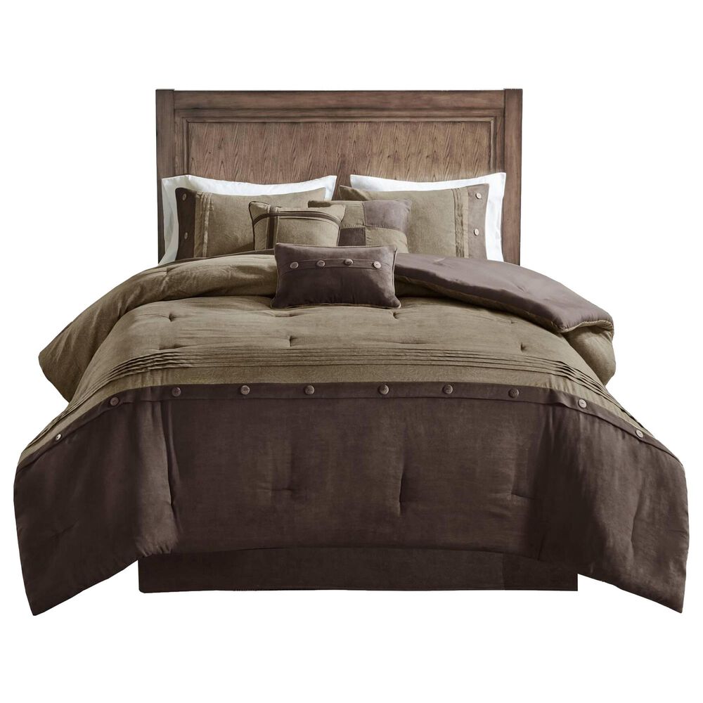Hampton Park Boone 7-Piece California King Standard Faux Suede Comforter Set in Brown, , large