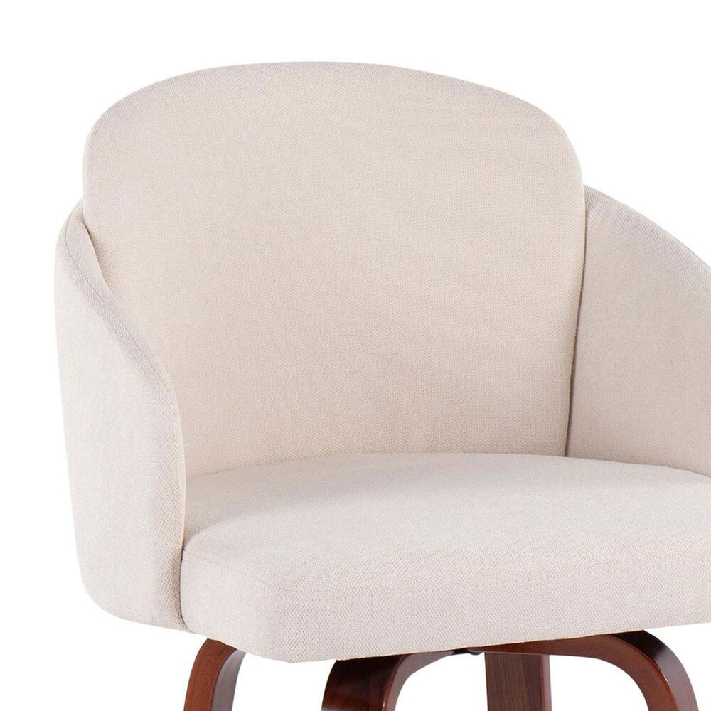LumiSource Dahlia Swivel Counter Stool with Cream Fabric Upholstery in Walnut and Chrome (Set of 2), , large