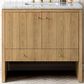 James Martin Vanities Hudson 36" Single Bathroom Vanity in Light Natural Oak with 3 cm Carrara White Marble Top and Rectangular Sink, , large