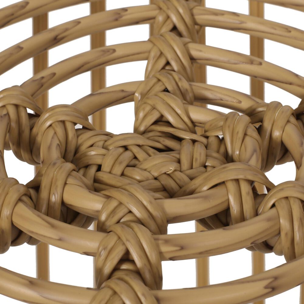 Hearth and Haven Elaine Outdoor Faux Rattan Side Table with Cage Frame Design in Light Brown, , large