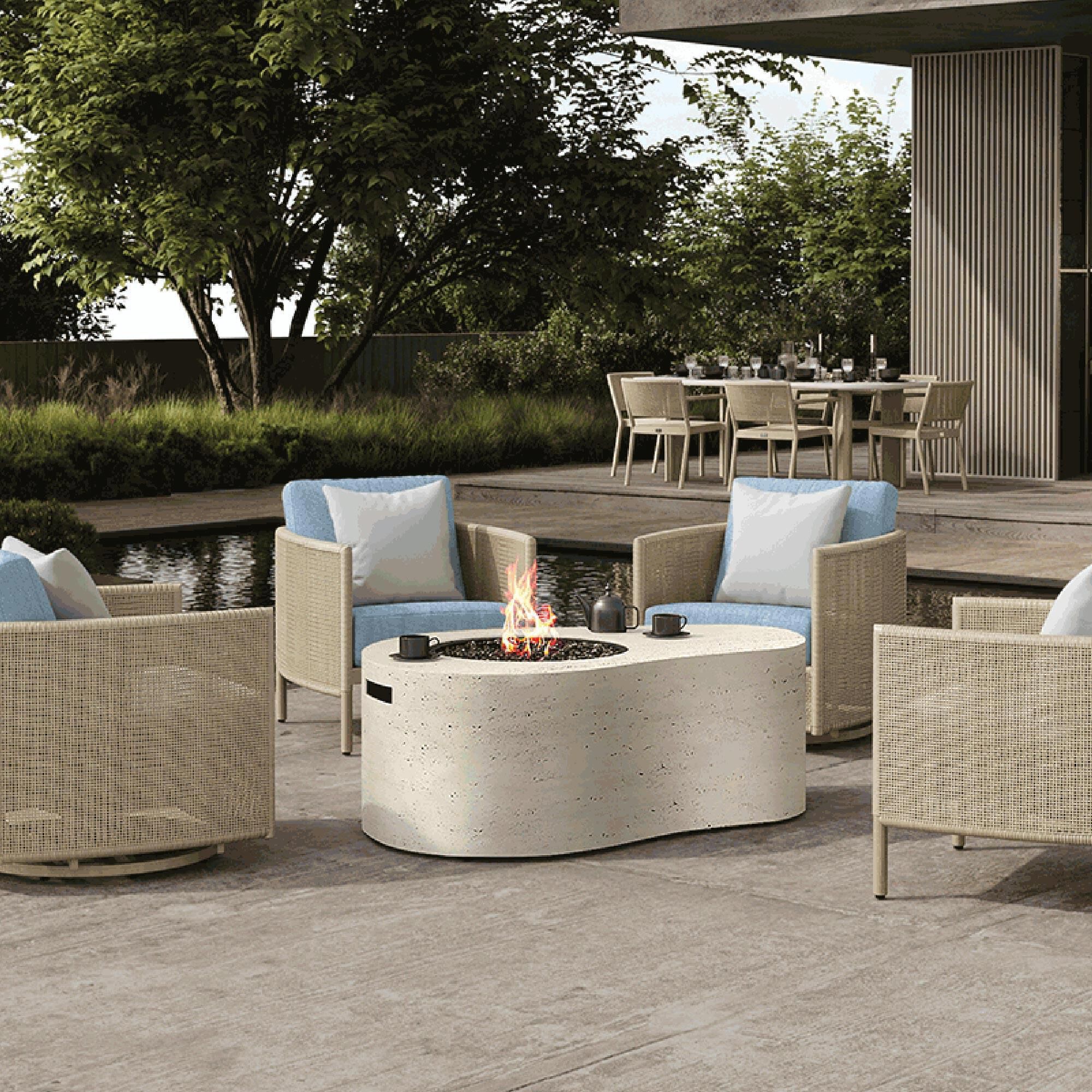 Ebel Outdoor Furniture Tahoe Fire Pit Table in Shell