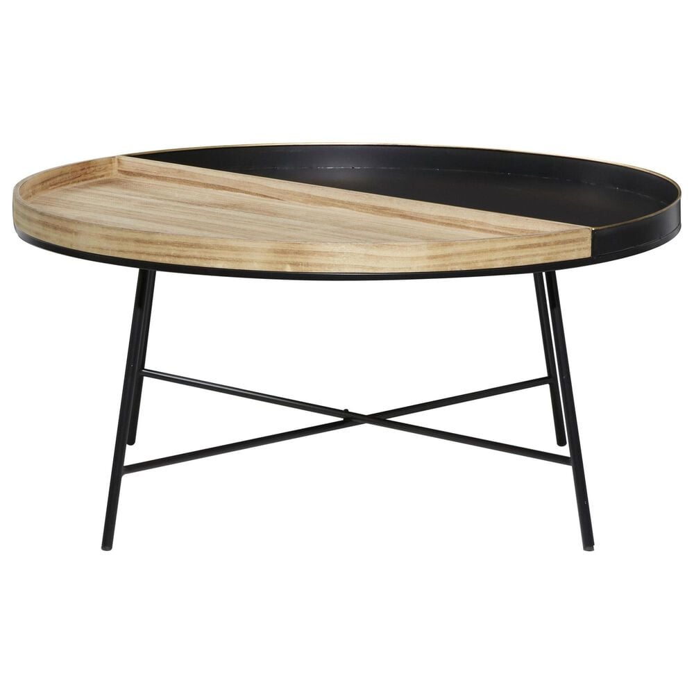 Maple and Jade Split Tray Coffee Table in Matte Black and Light Brown, , large