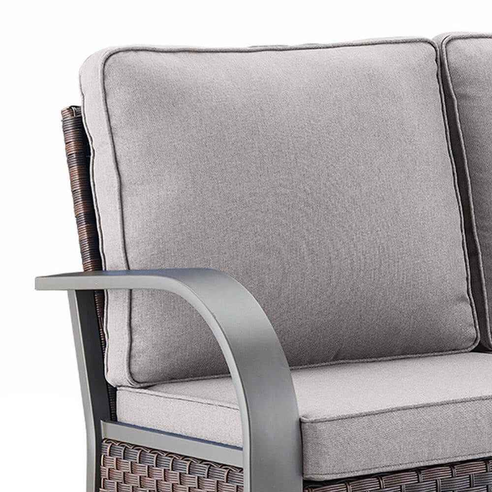 Sunwell Garden 3-Seater Patio Sofa with Curved Armrests in Gray, , large