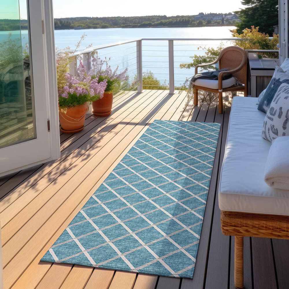 Dalyn Rug Company York 2&#39;3&quot; x 7&#39;6&quot; Sky Blue Indoor/Outdoor Runner, , large