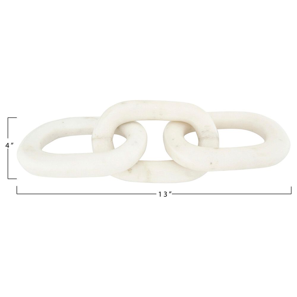 Creative Coop 13" Decorative Marble Chain Link Figurine in White, , large
