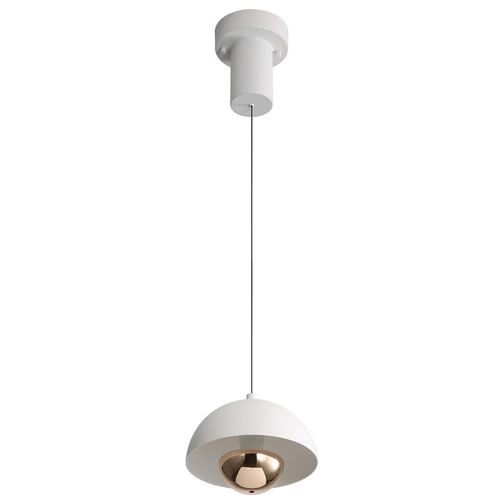 Golden Lighting Vintra LED 1-Light Pendant in Sand White with Copper, , large
