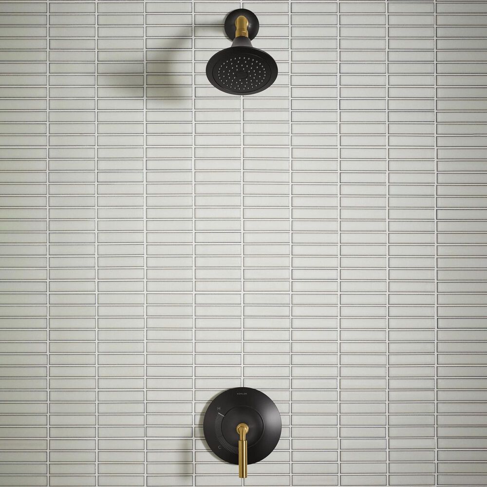 Kohler Tone Rite-Temp Shower Trim Kit in Matte Black and Brushed Moderne Brass, , large