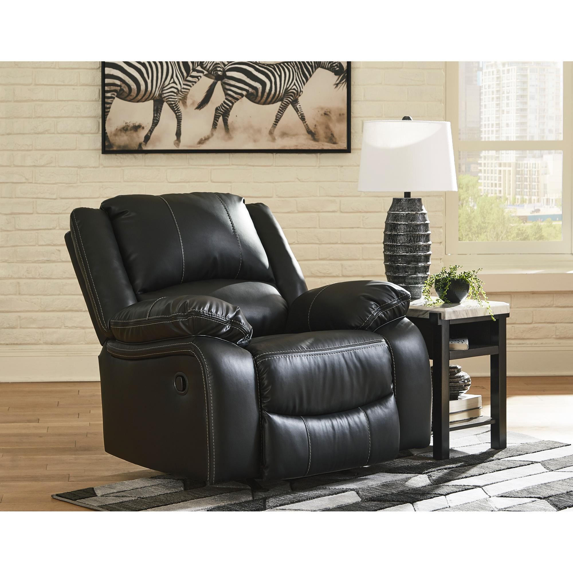 Black leather rocker recliner chair sale