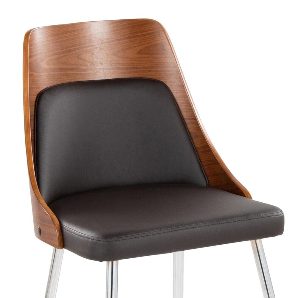 LumiSource Anabelle Side Chair with Brown Cushion in Chrome and Walnut (Set of 2), , large