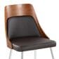 LumiSource Anabelle Side Chair with Brown Cushion in Chrome and Walnut (Set of 2), , large