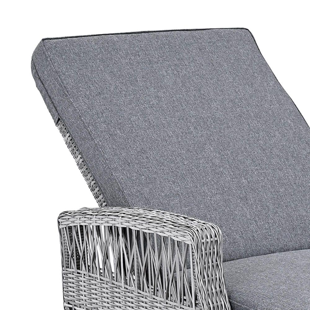 Hearth and Haven GO Outdoor Long Reclining Chaise Lounge with Armrests and Adjustable Backrest in Grey, , large