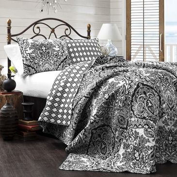 Triangle Home Fashions Aubree 3-Piece King Quilt Set in Black and White, , large