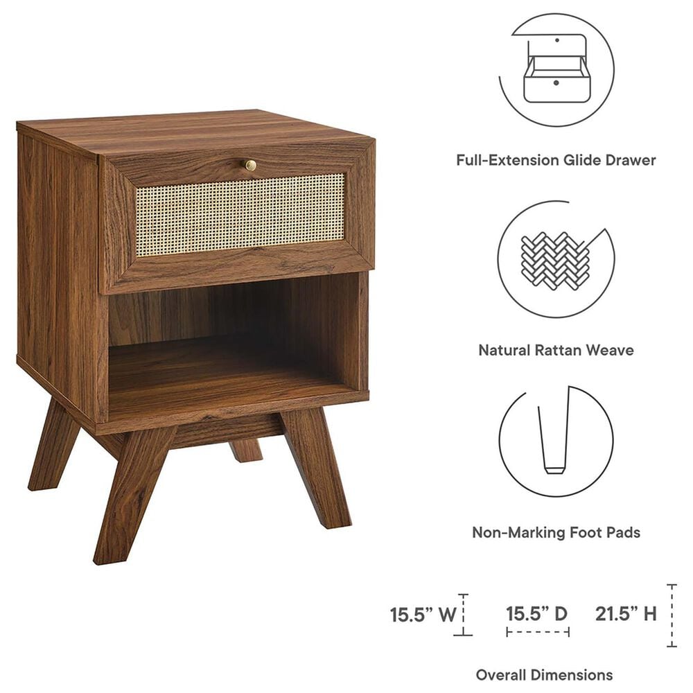 Modway Soma 1 Drawer and 1 Shelf Nightstand in Walnut, , large