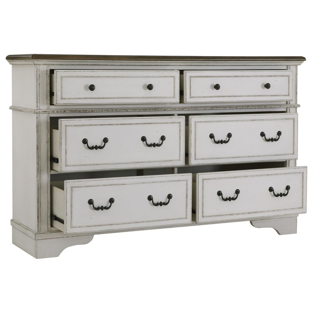 Ashley Blendon 6-Drawer Dresser in Chipped White and Brown, , large