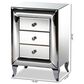 Baxton Studio Pauline 3 Drawer Nightstand in Mirrored, , large