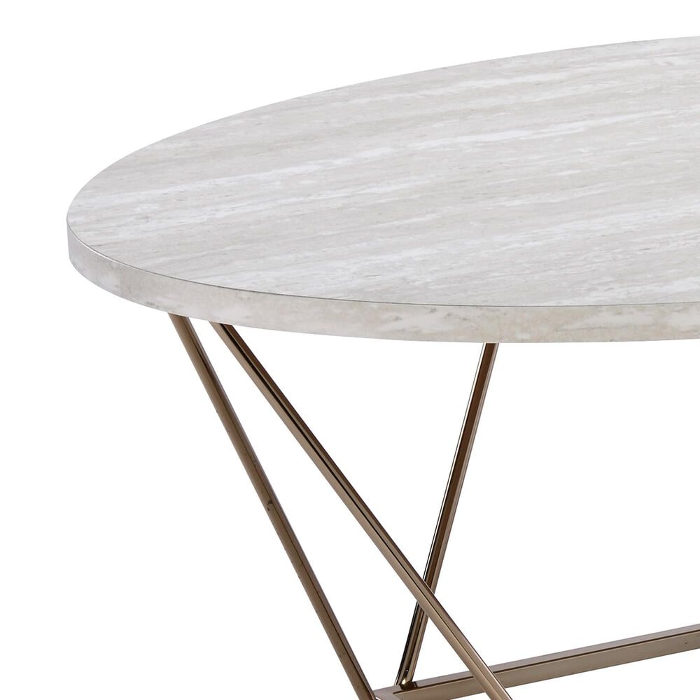 Steve Silver Furniture Rowyn Cocktail Table in White and Copper, , large