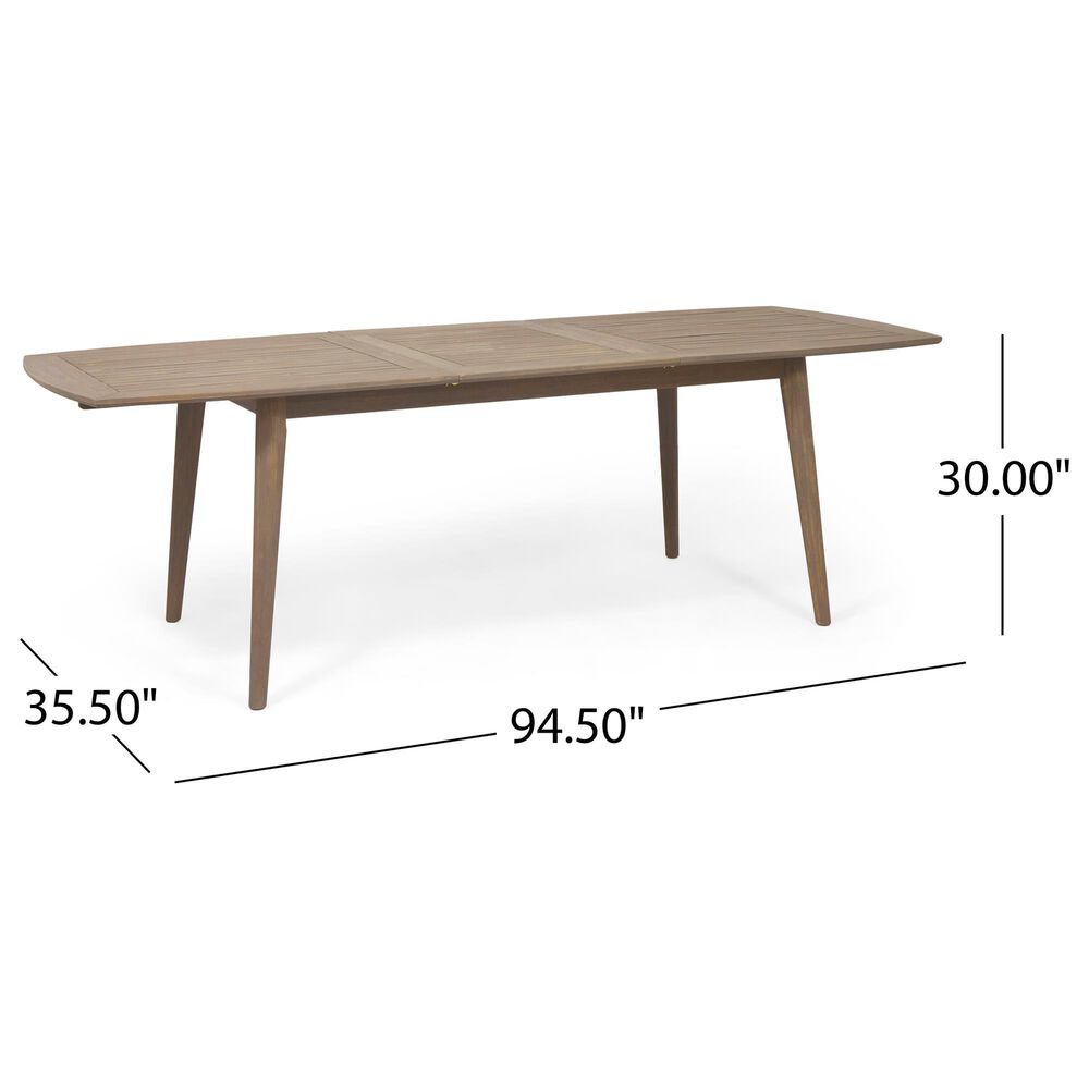 Hearth and Haven Outdoor Acacia Wood Expandable Dining Table in Gray, , large